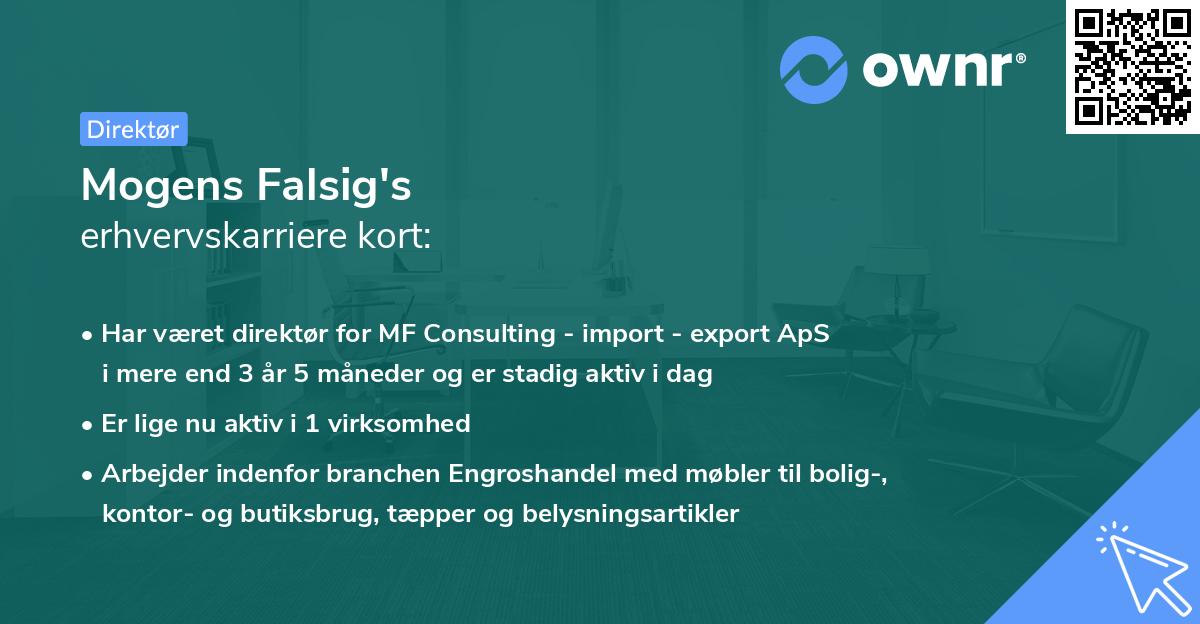 Mogens Falsig's erhvervskarriere kort