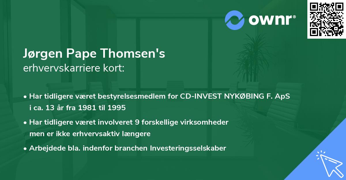 Jørgen Pape Thomsen's erhvervskarriere kort