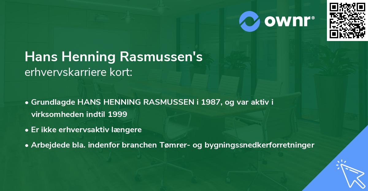 Hans Henning Rasmussen's erhvervskarriere kort