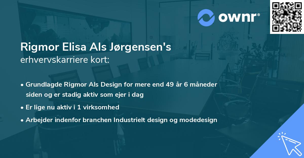 Rigmor Elisa Als Jørgensen's erhvervskarriere kort