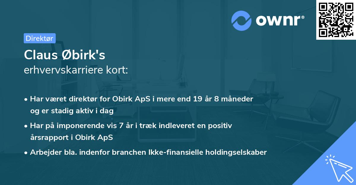 Claus Øbirk's erhvervskarriere kort