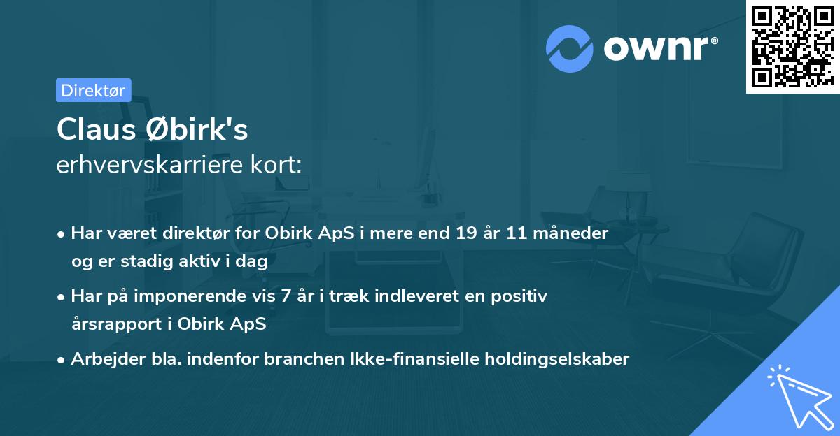 Claus Øbirk's erhvervskarriere kort