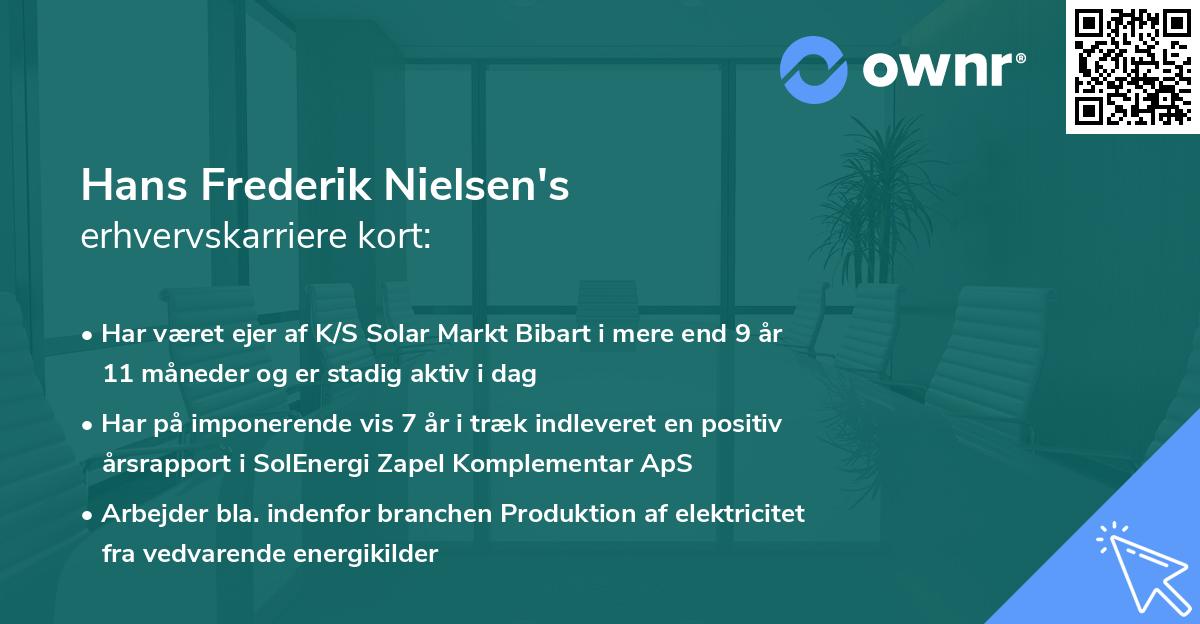 Hans Frederik Nielsen's erhvervskarriere kort