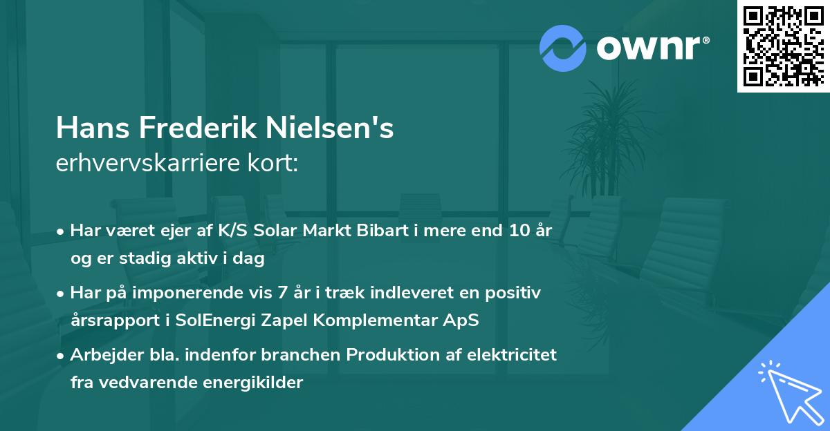 Hans Frederik Nielsen's erhvervskarriere kort