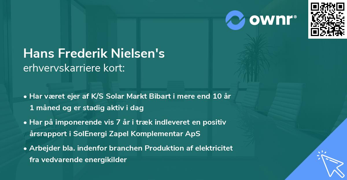 Hans Frederik Nielsen's erhvervskarriere kort