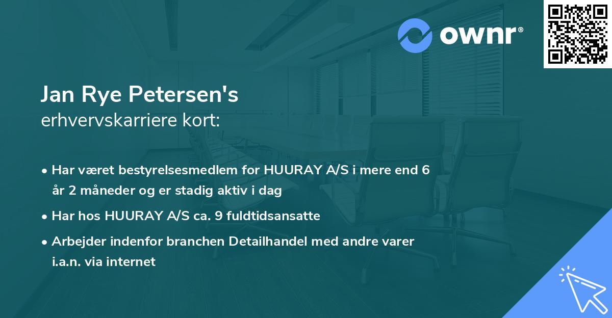 Jan Rye Petersen's erhvervskarriere kort