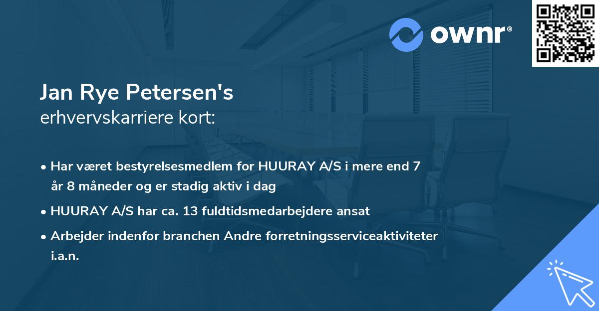 Jan Rye Petersen's erhvervskarriere kort