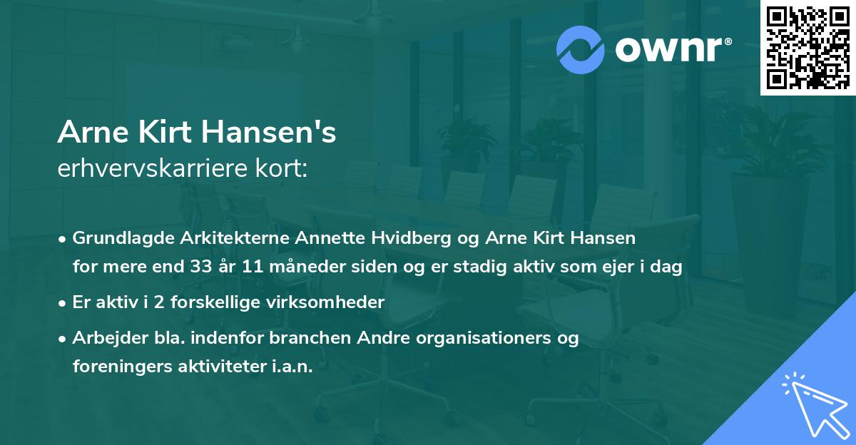 Arne Kirt Hansen's erhvervskarriere kort