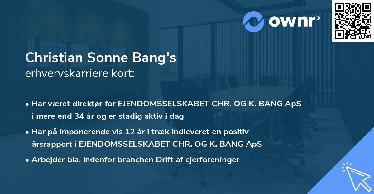 Christian Sonne Bang's erhvervskarriere kort
