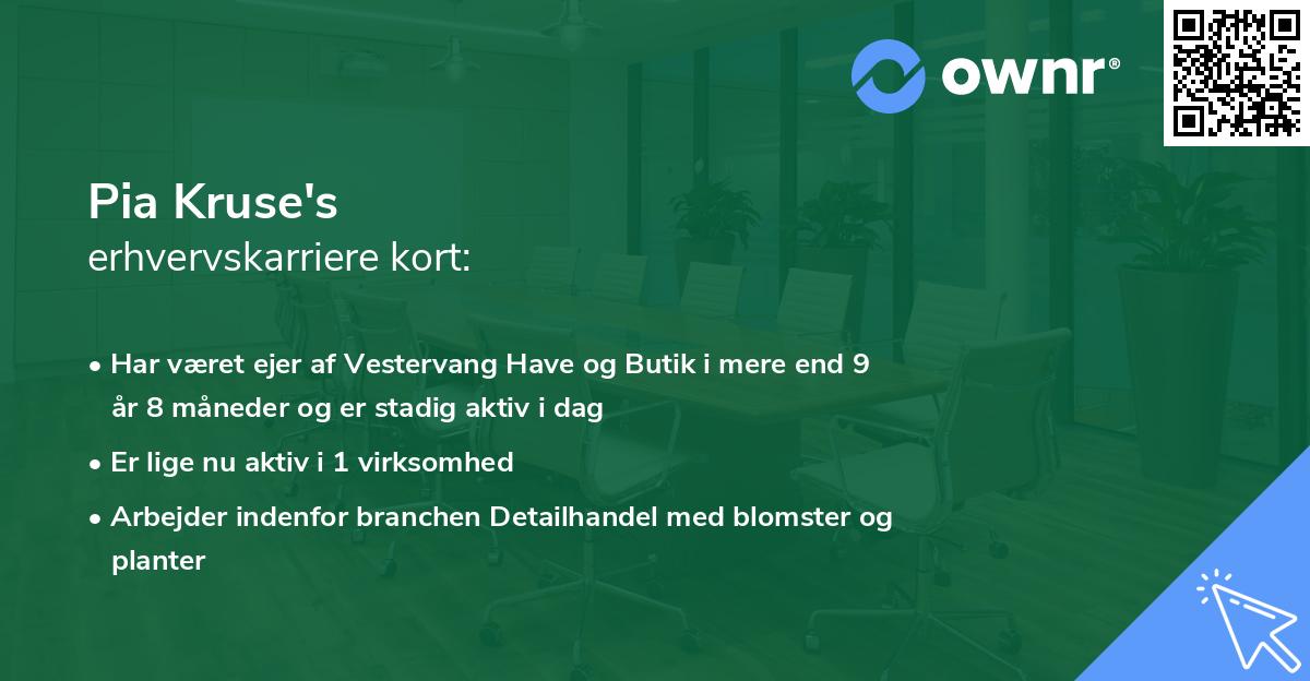 Pia Kruse's erhvervskarriere kort