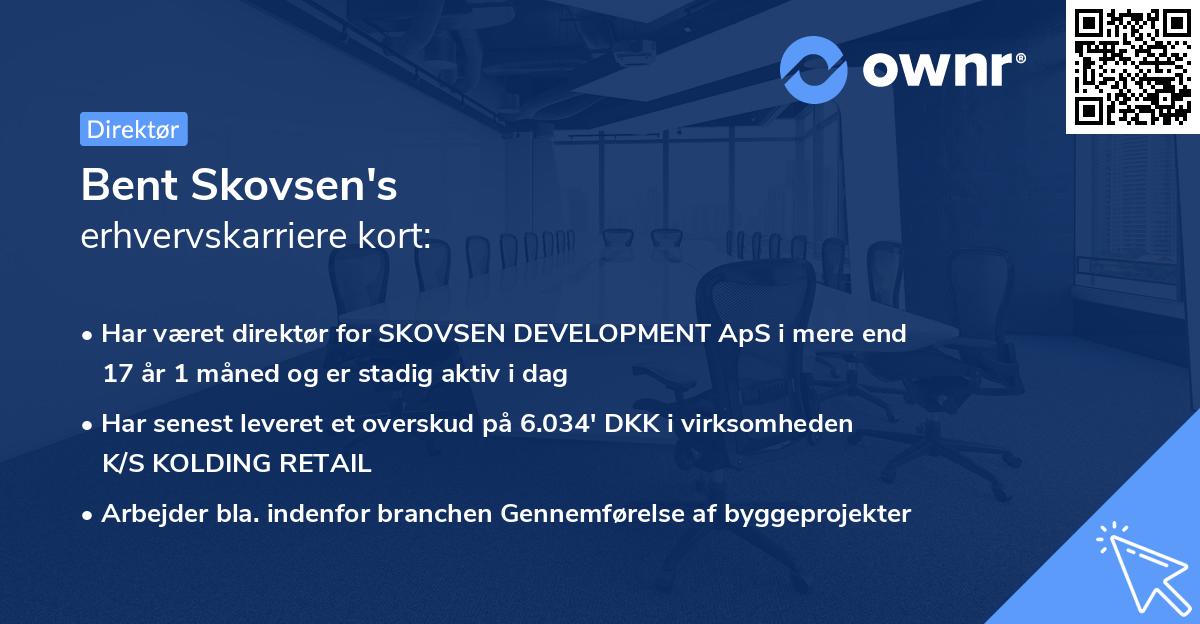 Bent Skovsen's erhvervskarriere kort
