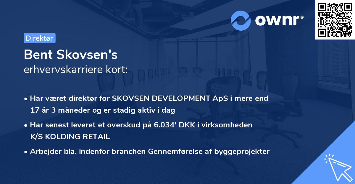 Bent Skovsen's erhvervskarriere kort