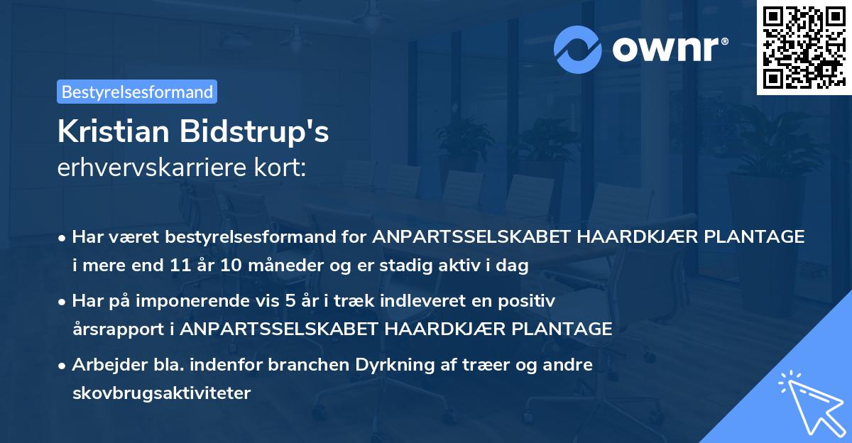 Kristian Bidstrup's erhvervskarriere kort