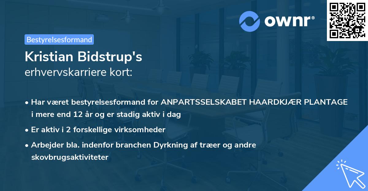 Kristian Bidstrup's erhvervskarriere kort