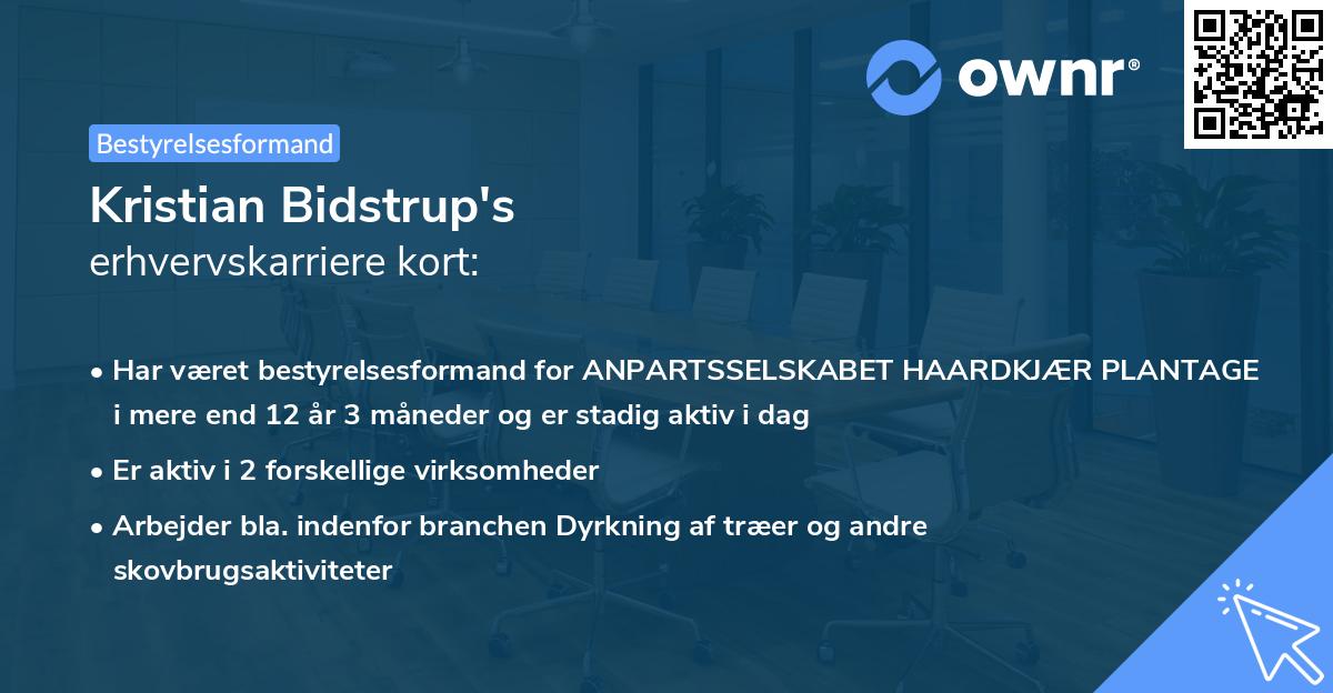 Kristian Bidstrup's erhvervskarriere kort