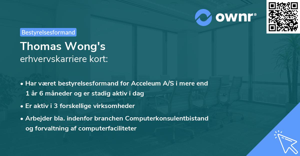 Thomas Wong's erhvervskarriere kort