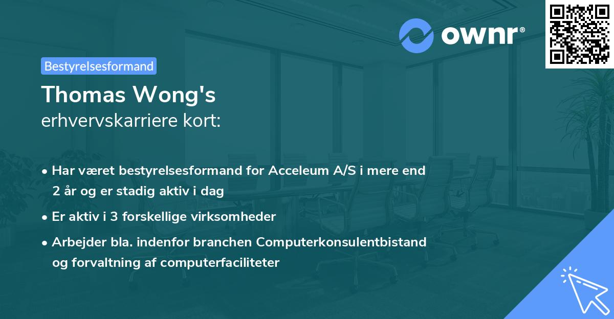 Thomas Wong's erhvervskarriere kort