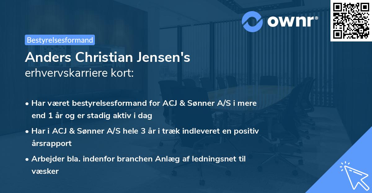 Anders Christian Jensen's erhvervskarriere kort