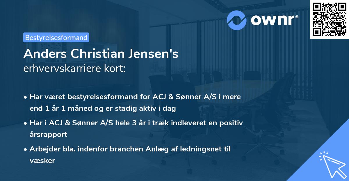 Anders Christian Jensen's erhvervskarriere kort