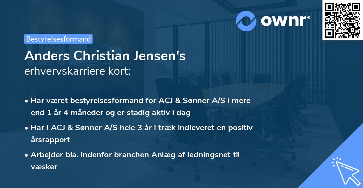 Anders Christian Jensen's erhvervskarriere kort