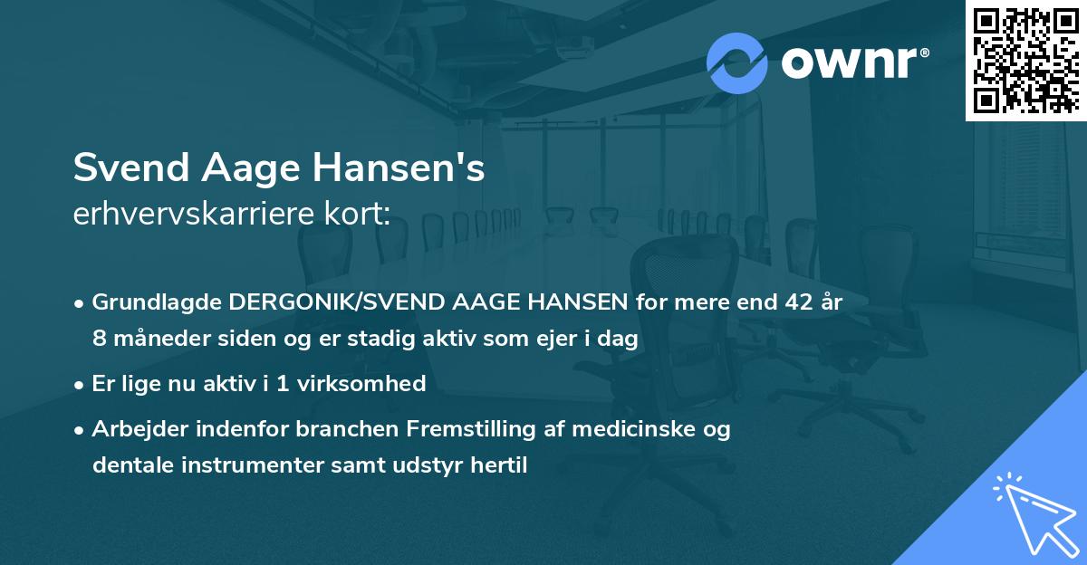 Svend Aage Hansen's erhvervskarriere kort