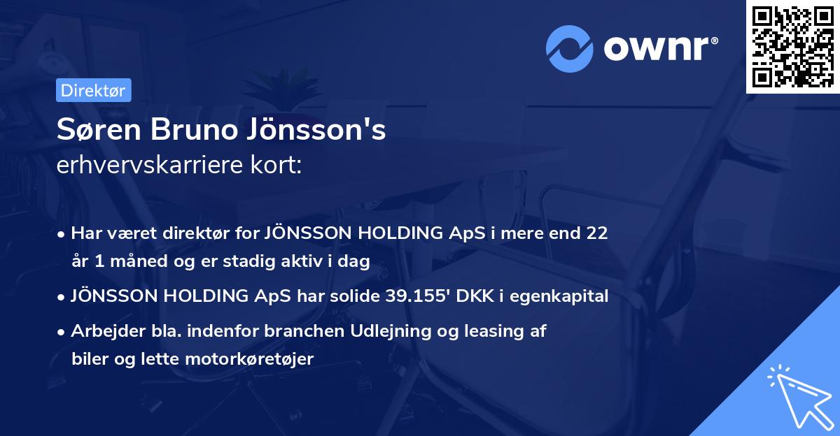 Søren Bruno Jönsson's erhvervskarriere kort