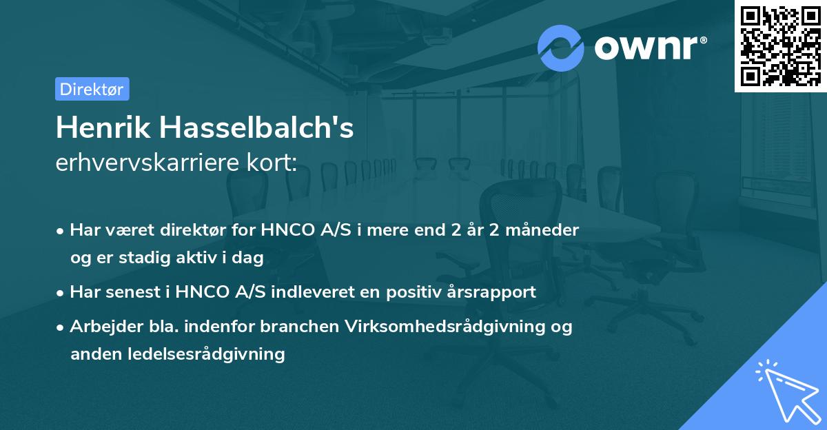 Henrik Hasselbalch's erhvervskarriere kort