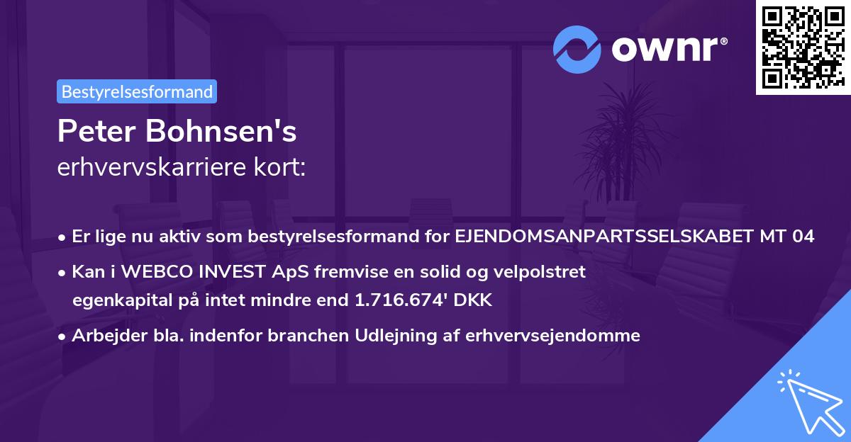 Peter Bohnsen's erhvervskarriere kort