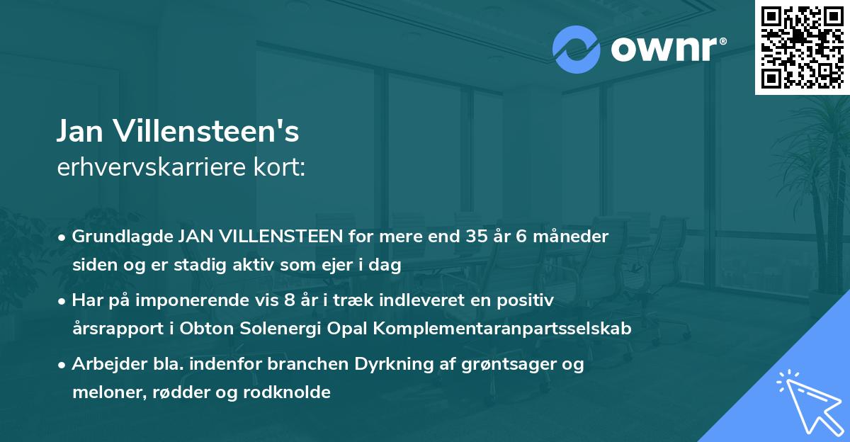Jan Villensteen's erhvervskarriere kort