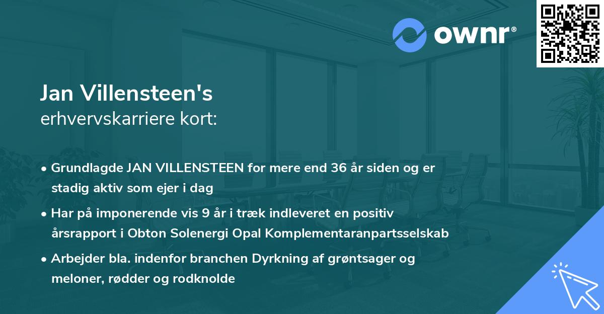 Jan Villensteen's erhvervskarriere kort