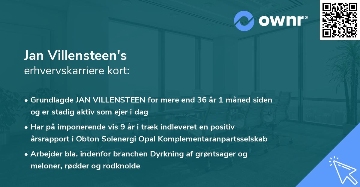 Jan Villensteen's erhvervskarriere kort