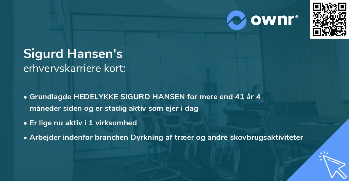 Sigurd Hansen's erhvervskarriere kort