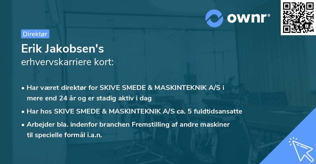 Erik Jakobsen's erhvervskarriere kort