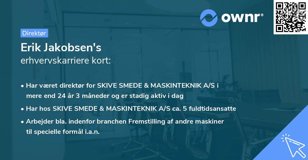 Erik Jakobsen's erhvervskarriere kort