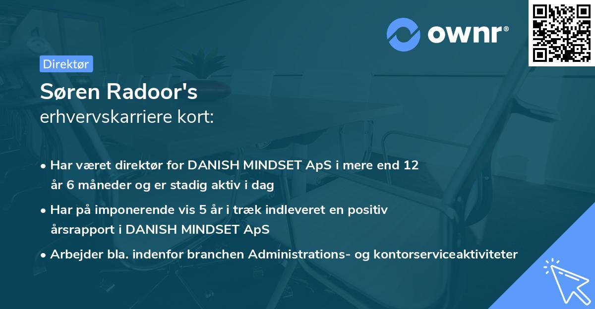 Søren Radoor's erhvervskarriere kort