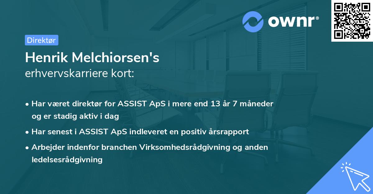 Henrik Melchiorsen's erhvervskarriere kort