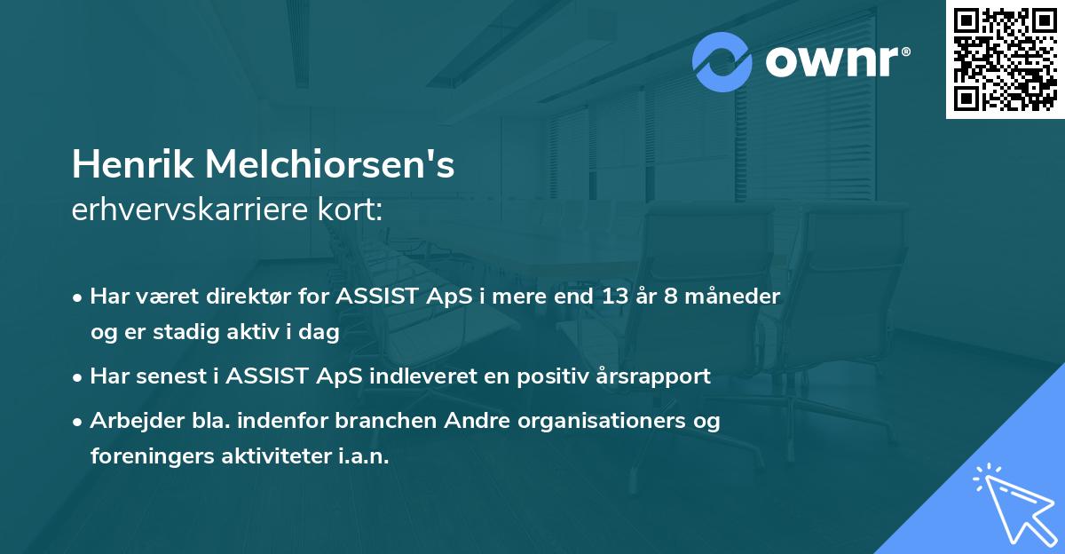 Henrik Melchiorsen's erhvervskarriere kort