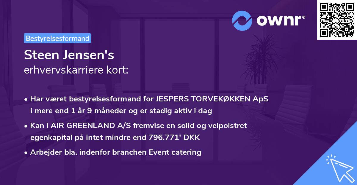 Steen Jensen's erhvervskarriere kort