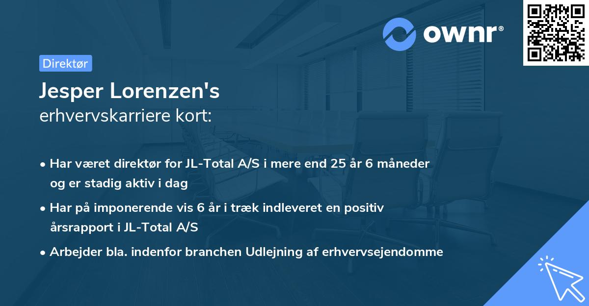 Jesper Lorenzen's erhvervskarriere kort