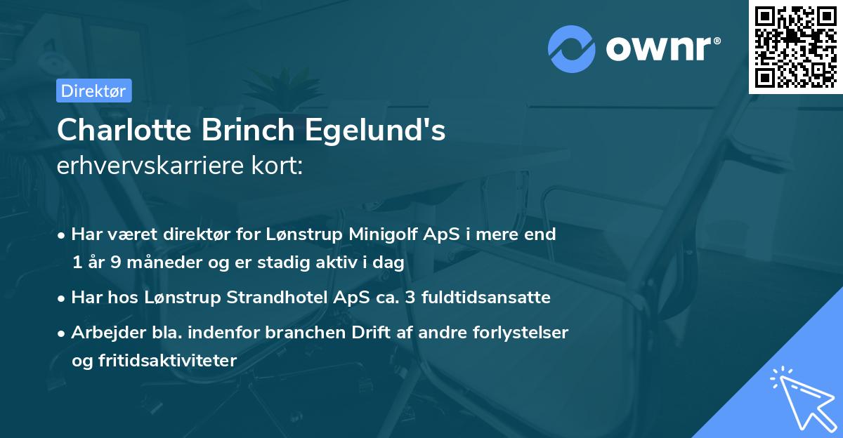 Charlotte Brinch Egelund's erhvervskarriere kort