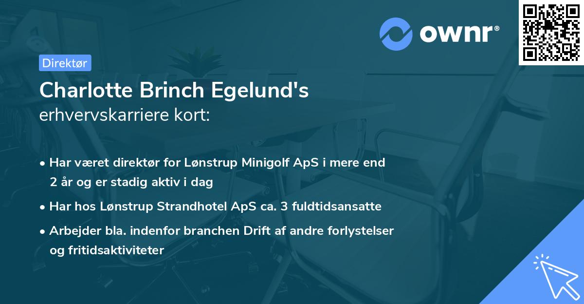 Charlotte Brinch Egelund's erhvervskarriere kort