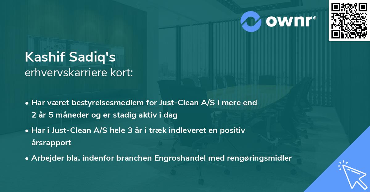 Kashif Sadiq's erhvervskarriere kort