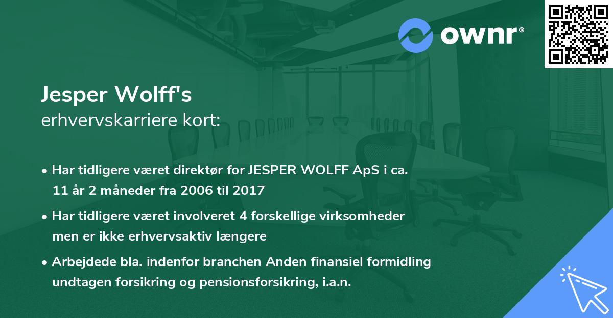 Jesper Wolff's erhvervskarriere kort