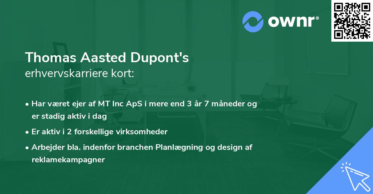 Thomas Aasted Dupont's erhvervskarriere kort