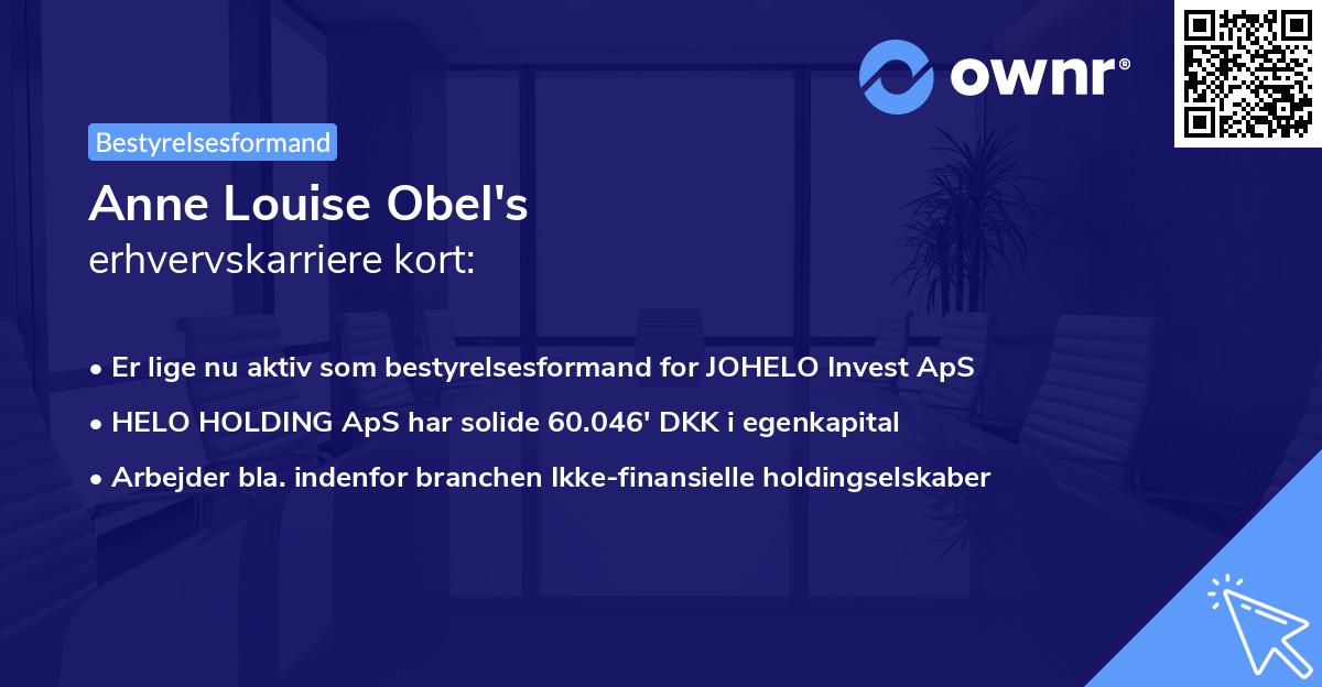 Anne Louise Obel's erhvervskarriere kort