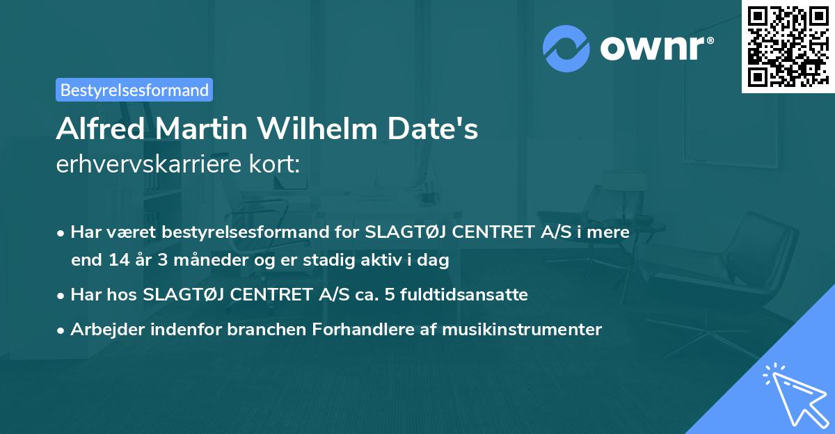 Alfred Martin Wilhelm Date's erhvervskarriere kort