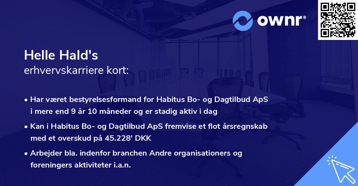 Helle Hald's erhvervskarriere kort