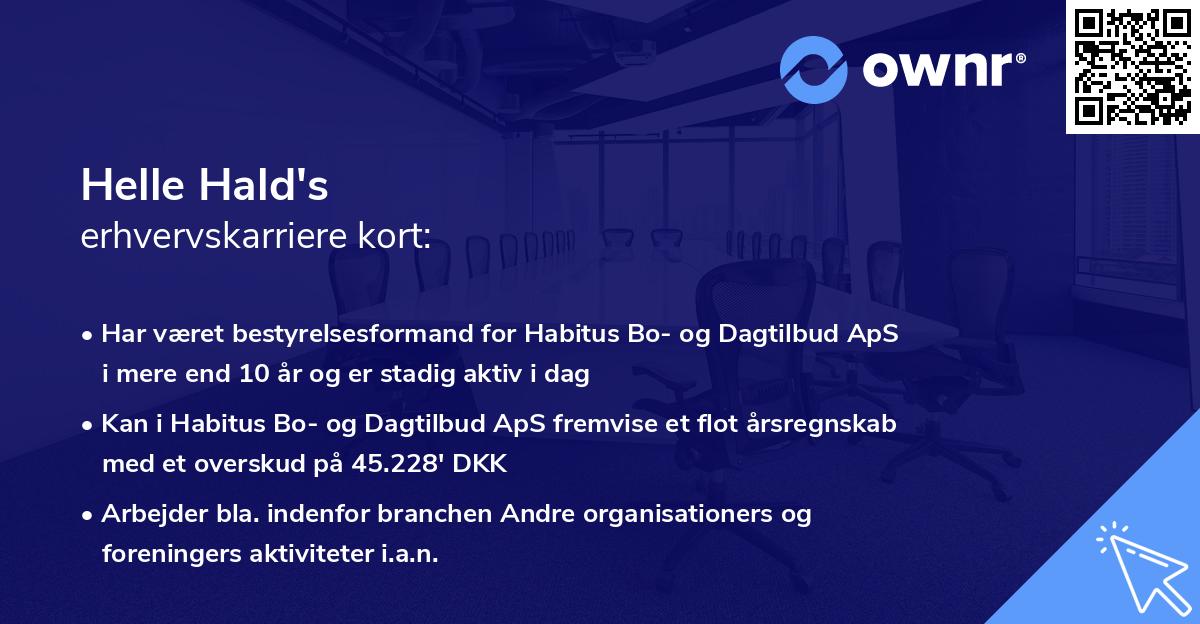 Helle Hald's erhvervskarriere kort