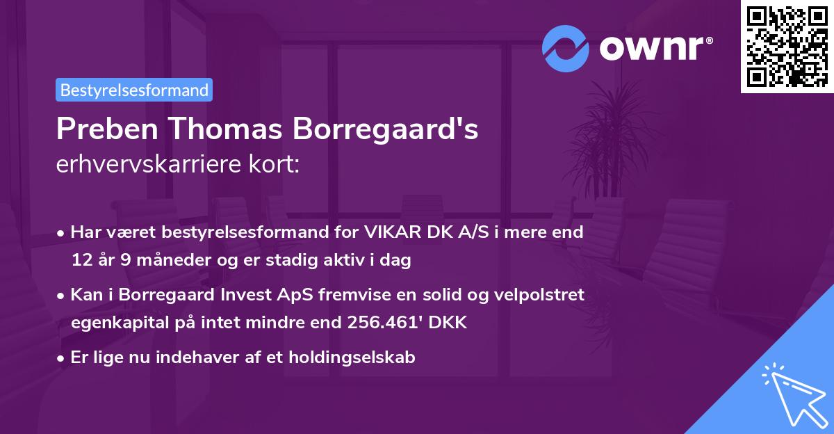 Preben Thomas Borregaard's erhvervskarriere kort