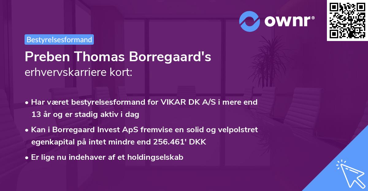 Preben Thomas Borregaard's erhvervskarriere kort